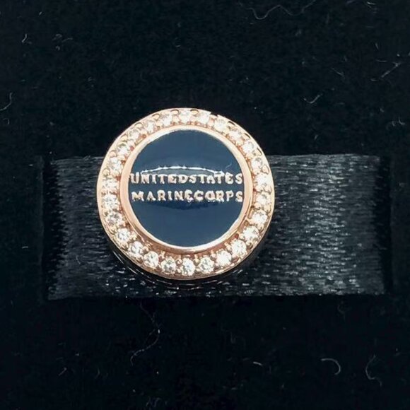 ✨🔥Pandora USMC U.S. Marines Military Exclusive Moments Button Charm - Picture 2 of 3